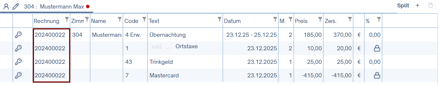 Trinkgeld auf Rechnung