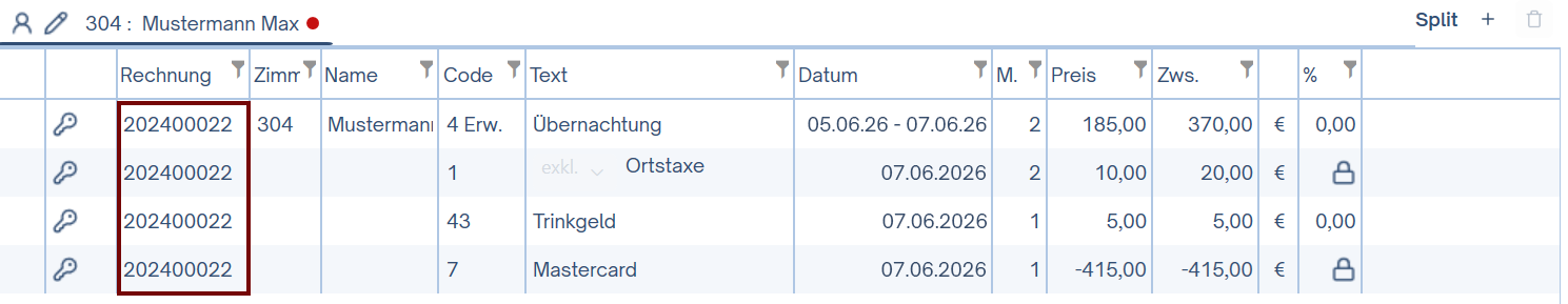 Trinkgeld auf Rechnung