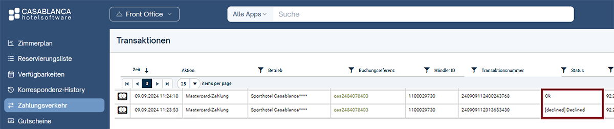 Transaktionen-Liste