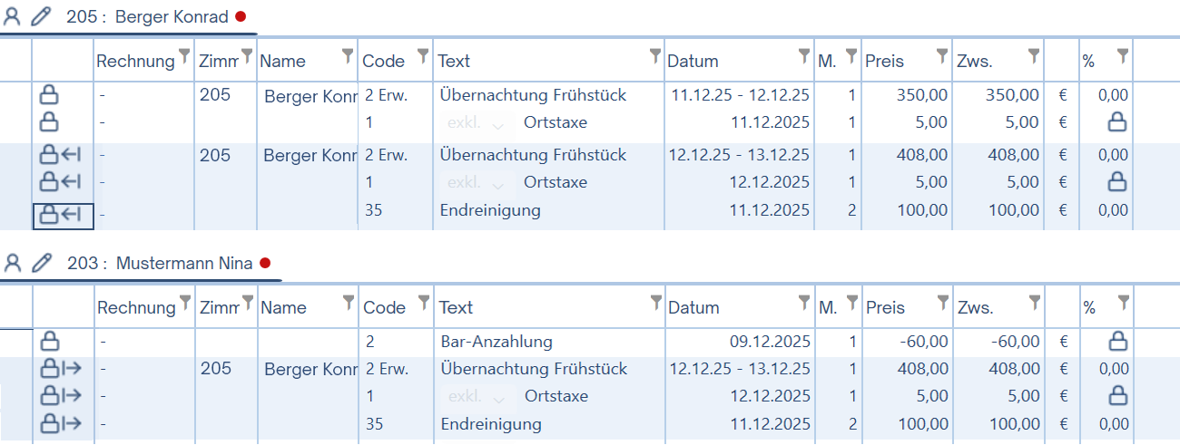 Überleiten wurde erfolgreich durchgeführt