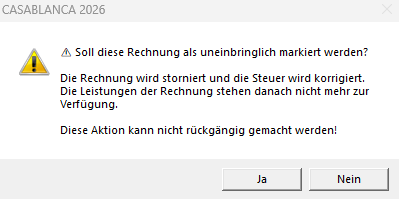 Warnmeldung uneinbringlich