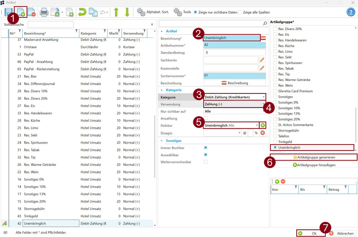Artikel anlegen Artikel anlegen