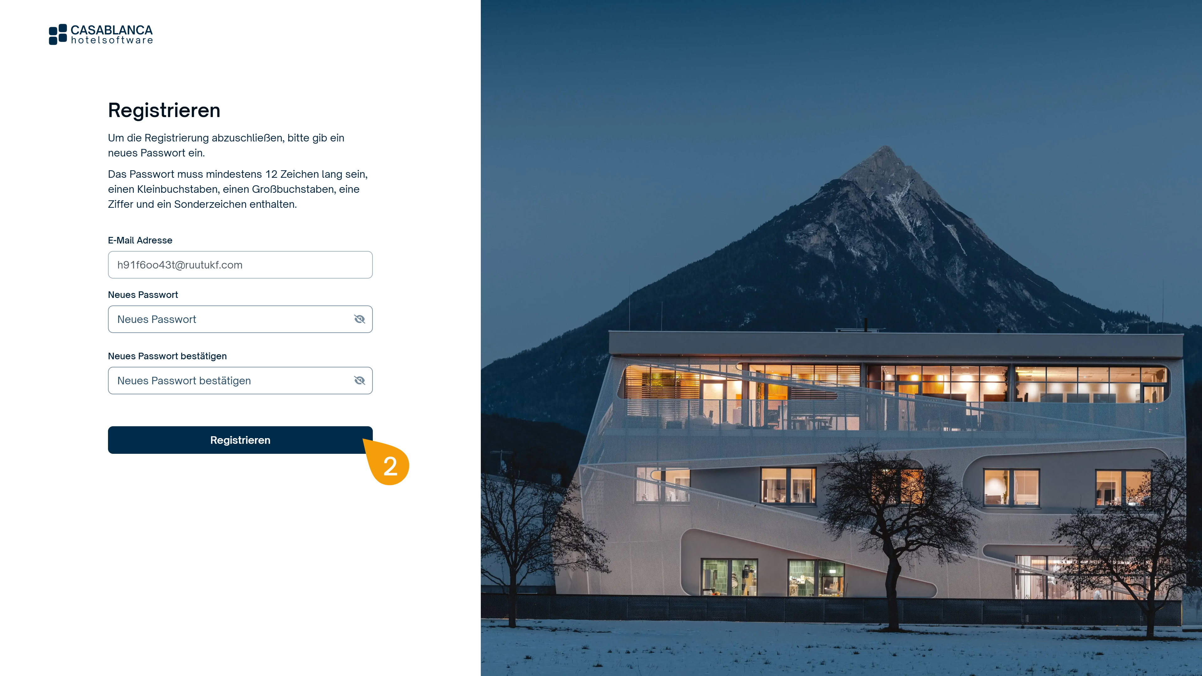 Registrierung mit persönlicher E-Mail-Adresse