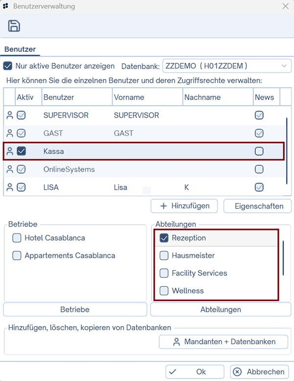 Benutzer Abteilung zuweisen