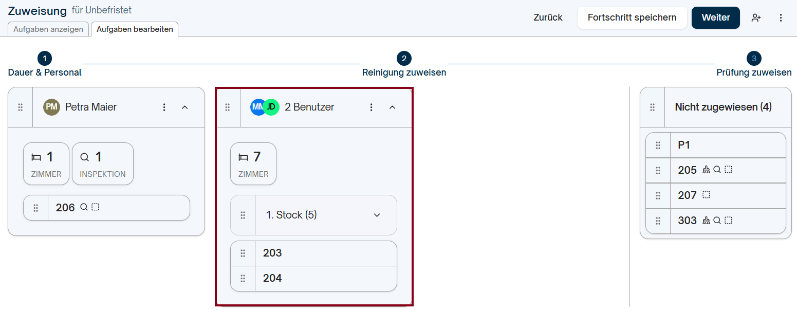 Zuweisung von Aufgaben
