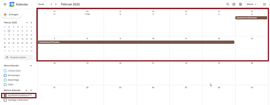 Ansicht Goolge Kalender