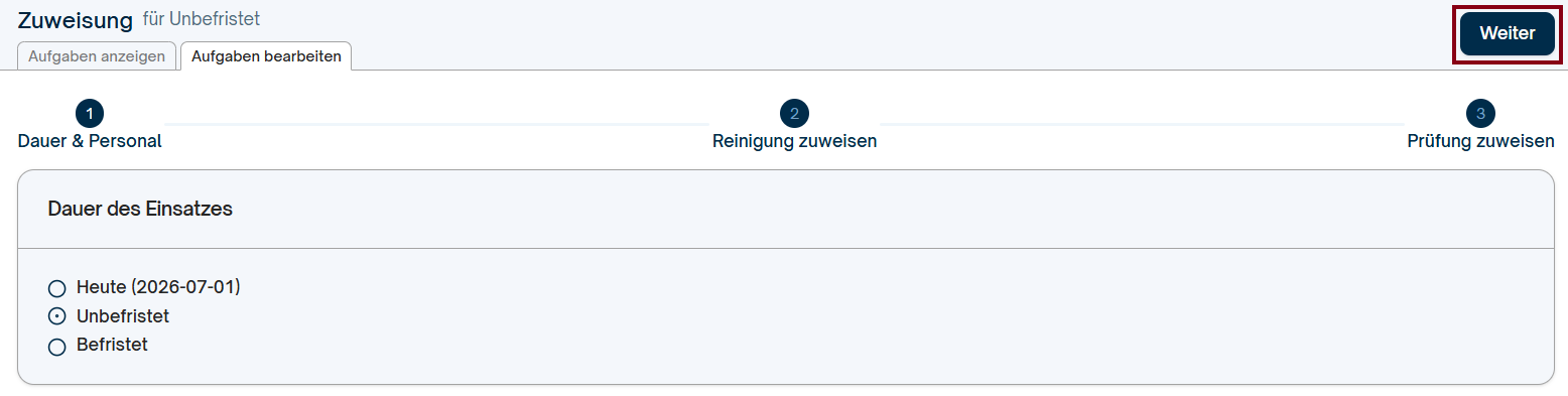 Zuweisung von Aufgaben