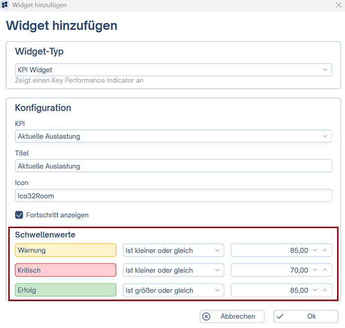 Severity-Konfiguration CASABLANCA Dashboard