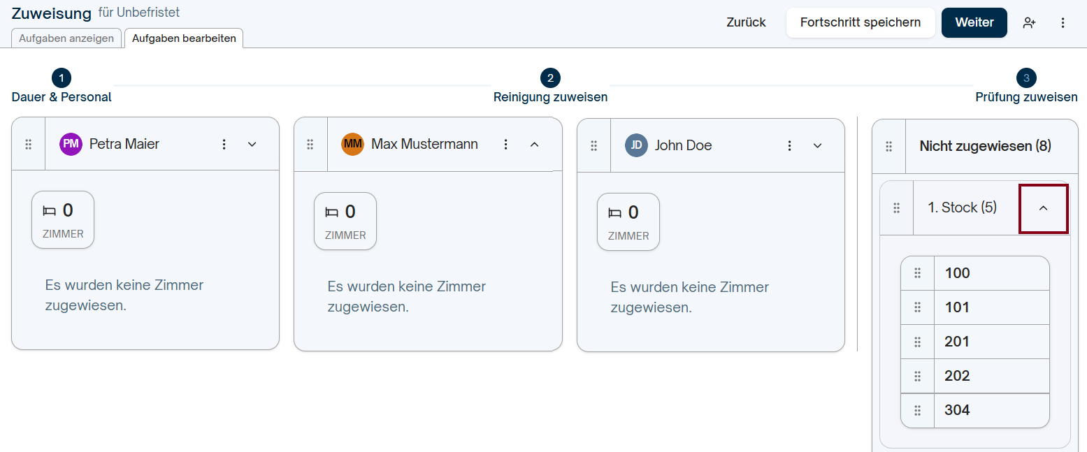 Zuweisung von Aufgaben