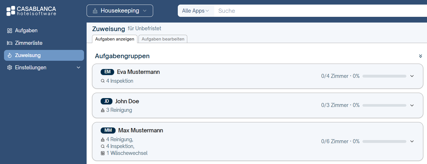 Zuweisung von Aufgaben