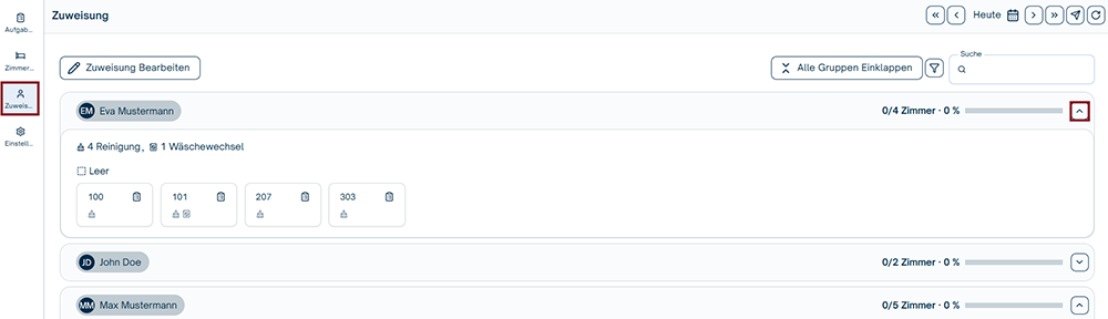 Zuweisung von Aufgaben
