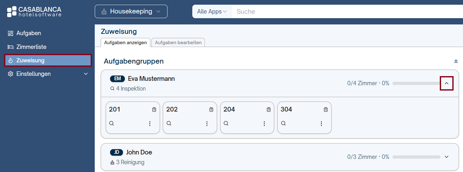 Zuweisung von Aufgaben